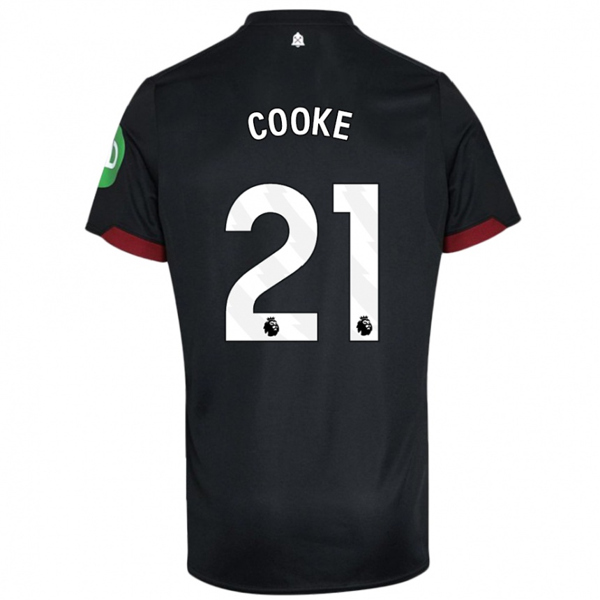 Kids Football Shannon Cooke #21 Black White Away Jersey 2024/25 T-Shirt Uk