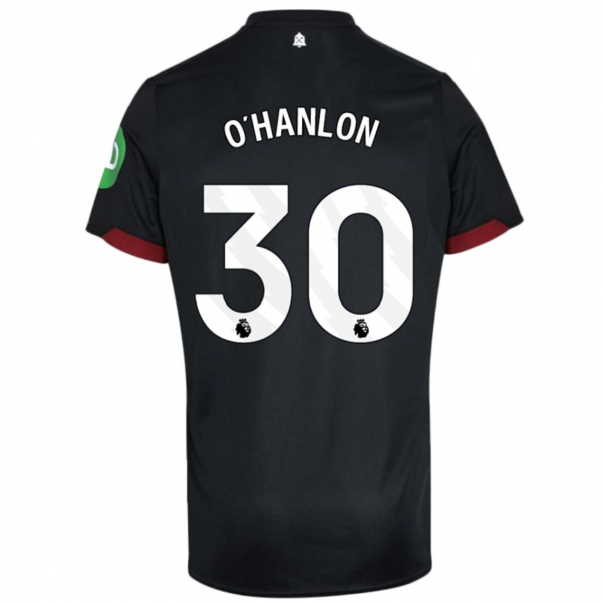 Kids Football Katie O'hanlon #30 Black White Away Jersey 2024/25 T-Shirt Uk