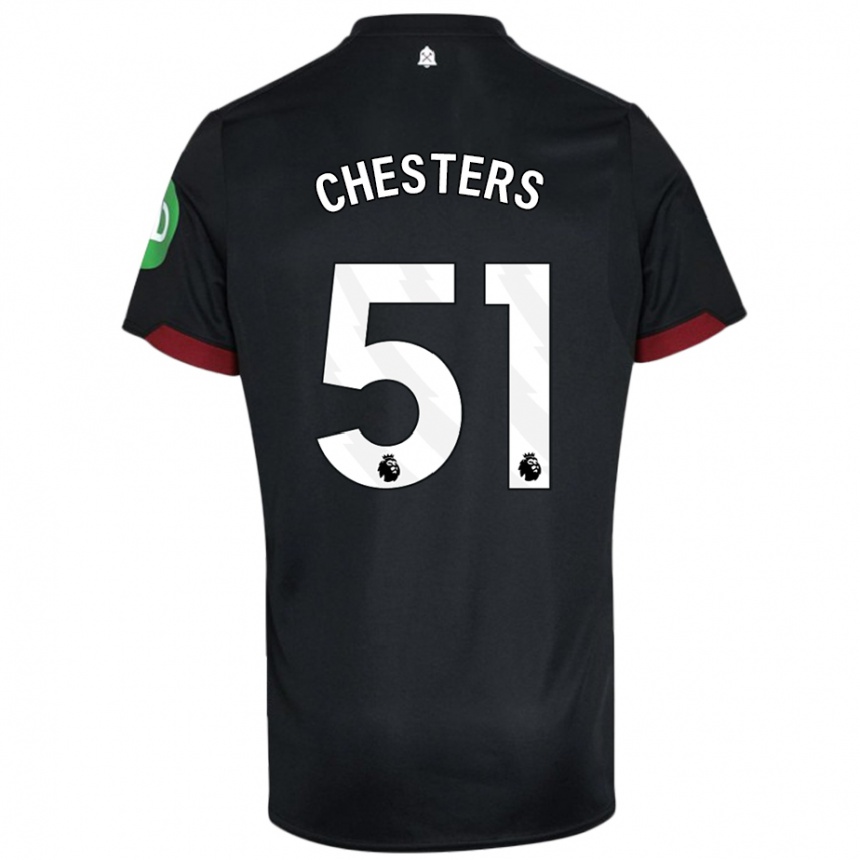 Kids Football Dan Chesters #51 Black White Away Jersey 2024/25 T-Shirt Uk