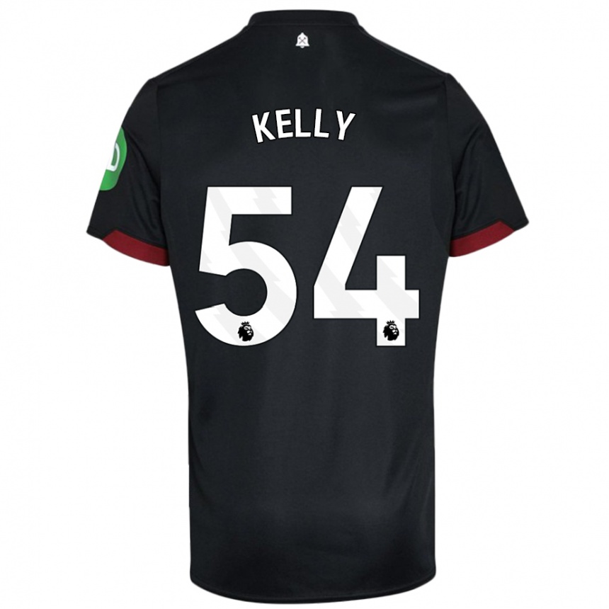 Kids Football Patrick Kelly #54 Black White Away Jersey 2024/25 T-Shirt Uk