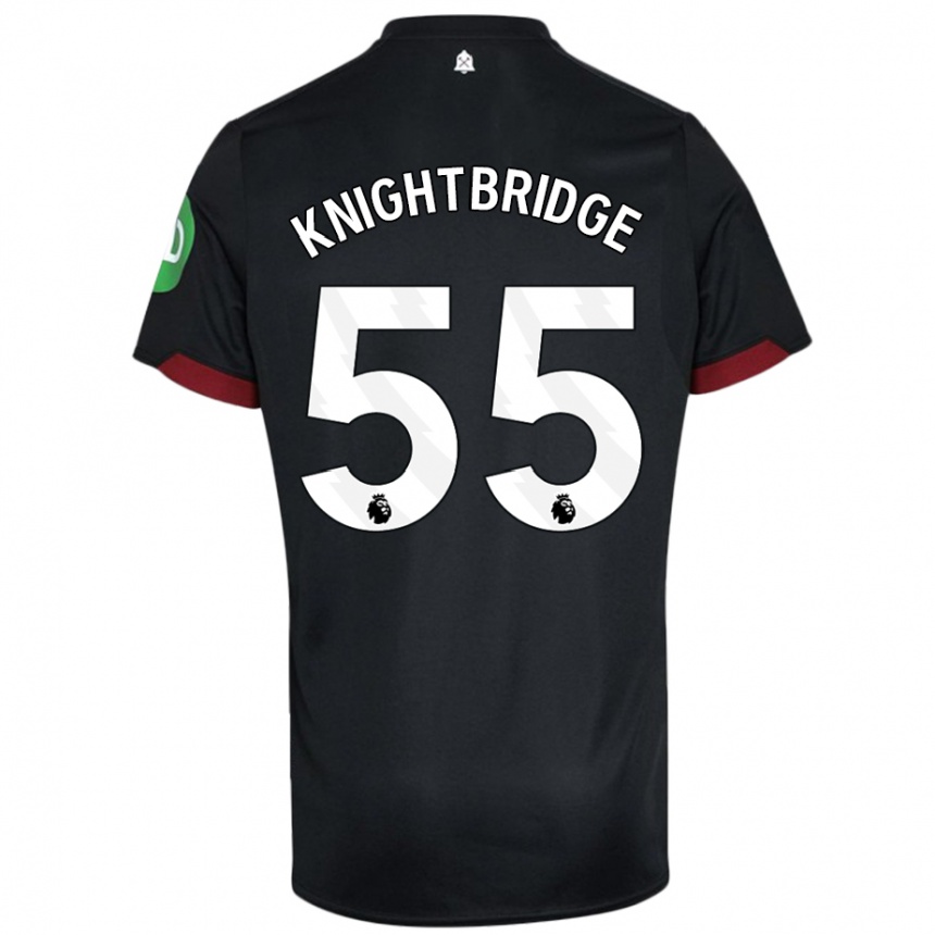 Kids Football Jacob Knightbridge #55 Black White Away Jersey 2024/25 T-Shirt Uk