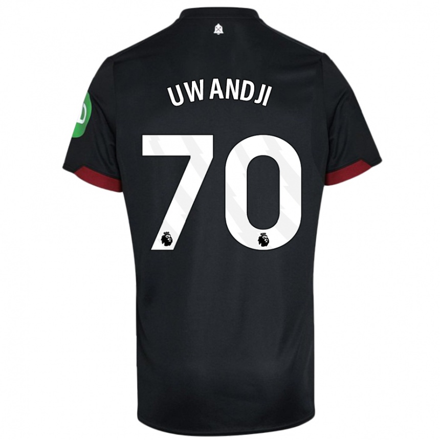 Kids Football Blaise Uwandji #70 Black White Away Jersey 2024/25 T-Shirt Uk