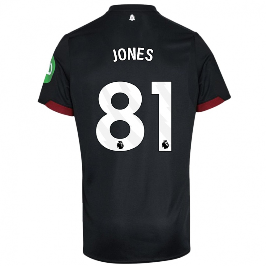 Kids Football Liam Jones #81 Black White Away Jersey 2024/25 T-Shirt Uk