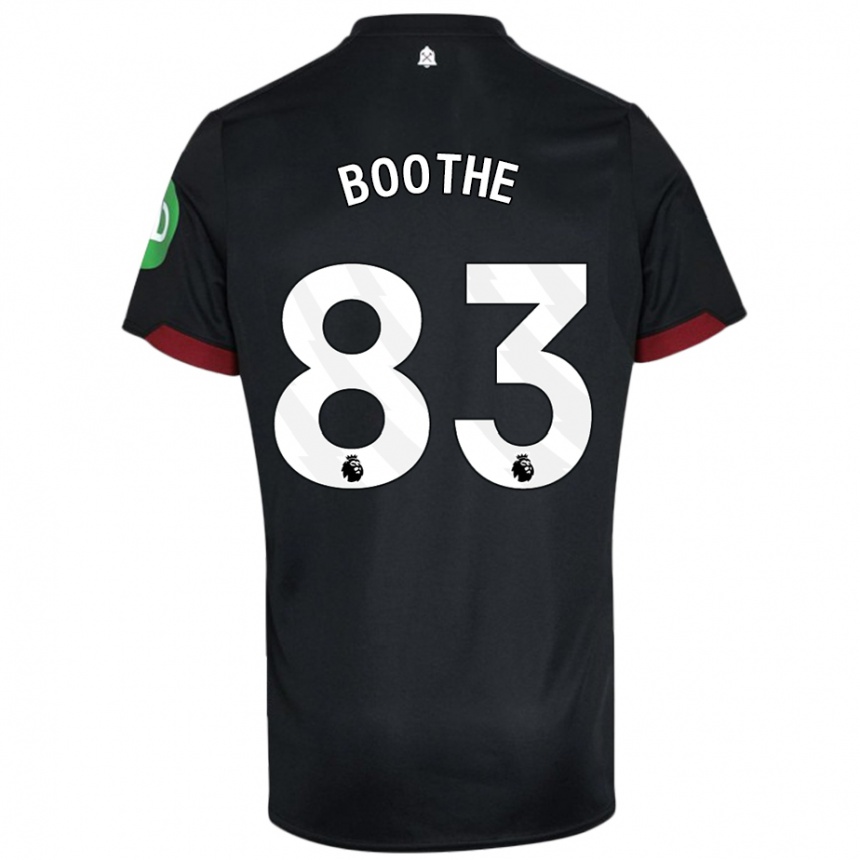 Kids Football Sebastian Boothe #83 Black White Away Jersey 2024/25 T-Shirt Uk