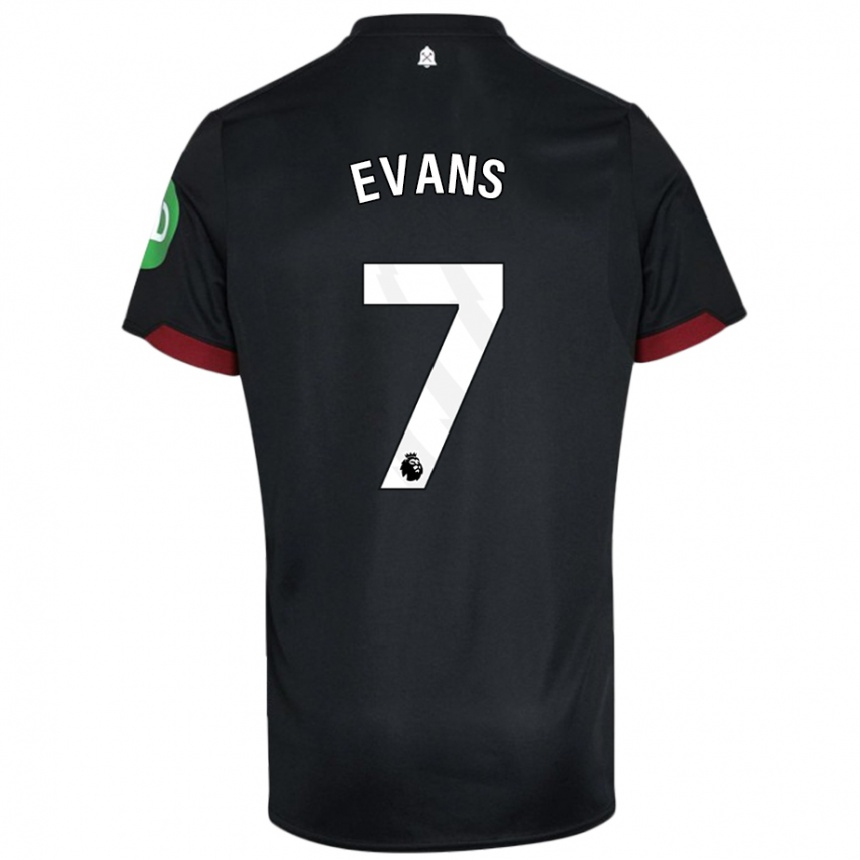 Kids Football Lisa Evans #7 Black White Away Jersey 2024/25 T-Shirt Uk