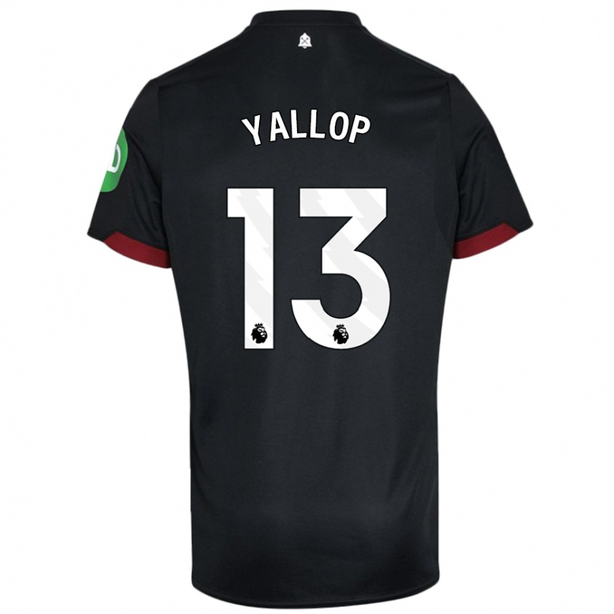 Kids Football Tameka Yallop #13 Black White Away Jersey 2024/25 T-Shirt Uk