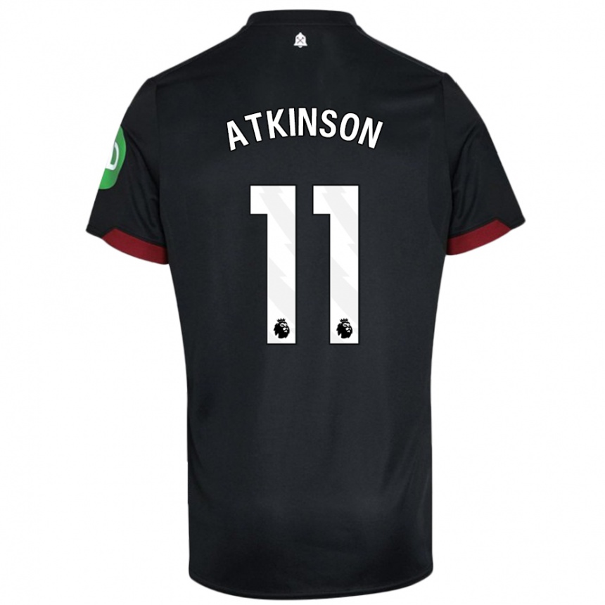 Kids Football Izzy Atkinson #11 Black White Away Jersey 2024/25 T-Shirt Uk