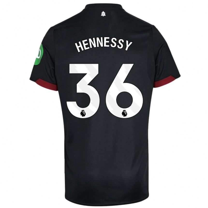 Kids Football Alexandra Hennessy #36 Black White Away Jersey 2024/25 T-Shirt Uk