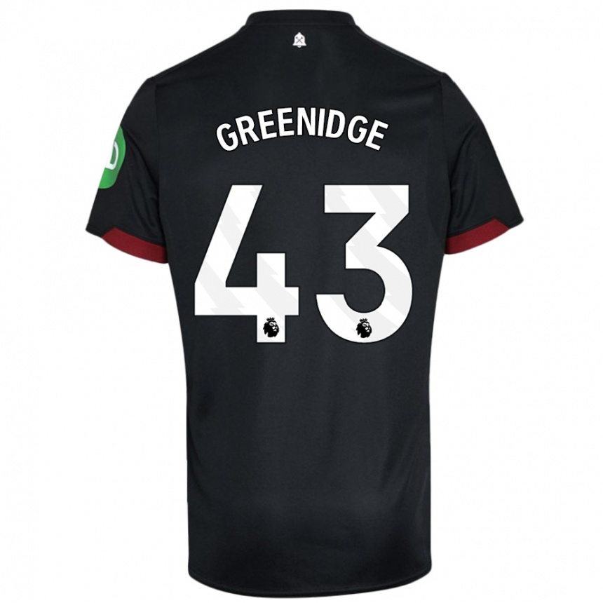 Kids Football Will Greenidge #43 Black White Away Jersey 2024/25 T-Shirt Uk