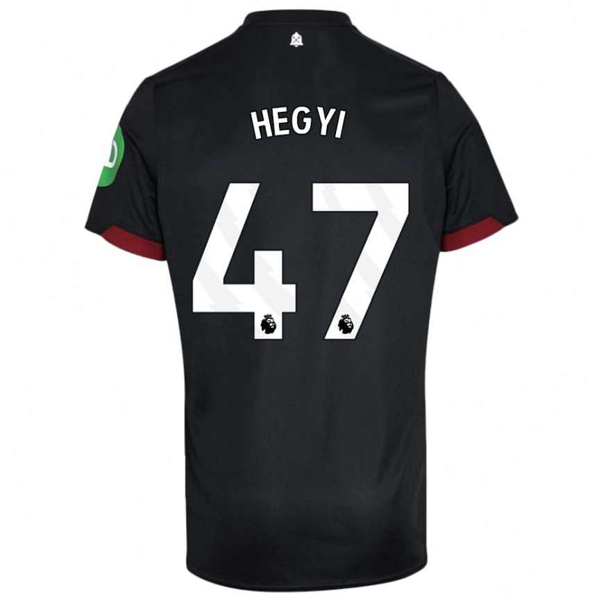 Kids Football Krisztian Hegyi #47 Black White Away Jersey 2024/25 T-Shirt Uk