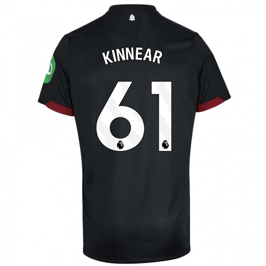 Kids Football Brian Kinnear #61 Black White Away Jersey 2024/25 T-Shirt Uk