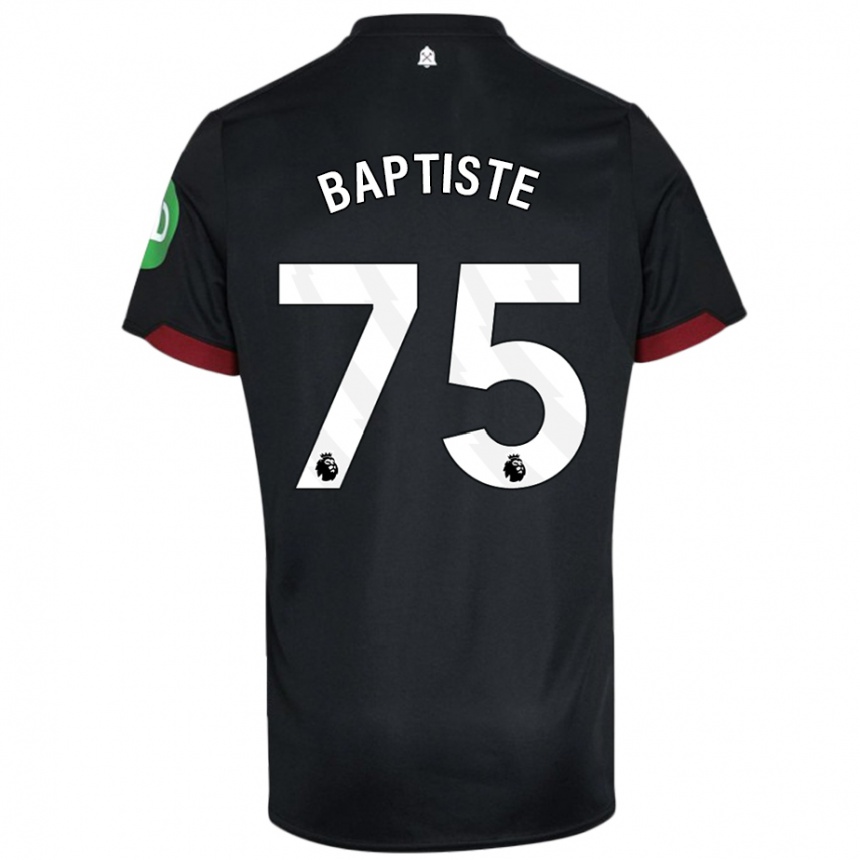 Kids Football Jamal Baptiste #75 Black White Away Jersey 2024/25 T-Shirt Uk