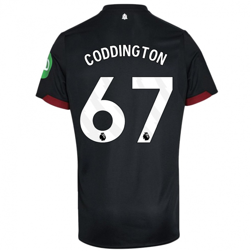 Kids Football Remy Coddington #67 Black White Away Jersey 2024/25 T-Shirt Uk