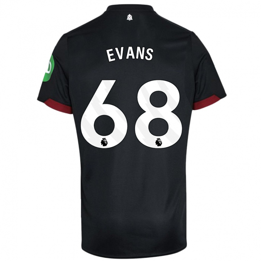 Kids Football Isaac Evans #68 Black White Away Jersey 2024/25 T-Shirt Uk