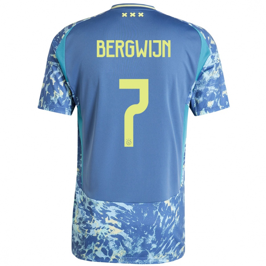 Kids Football Steven Bergwijn #7 Grey Blue Yellow Away Jersey 2024/25 T-Shirt Uk