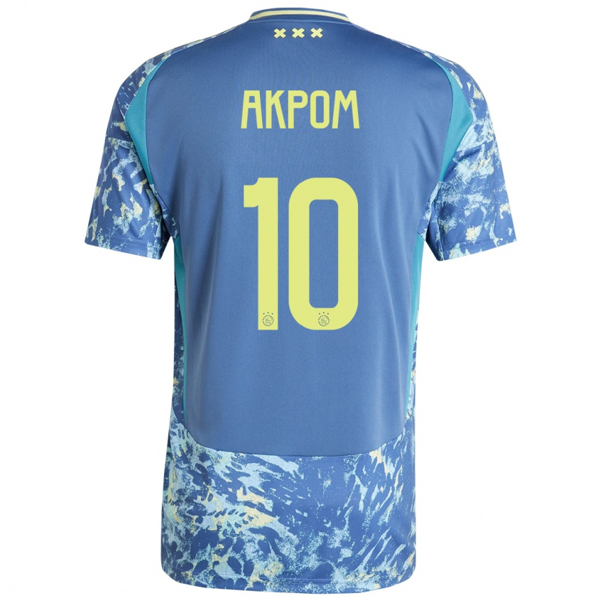 Kids Football Chuba Akpom #10 Grey Blue Yellow Away Jersey 2024/25 T-Shirt Uk