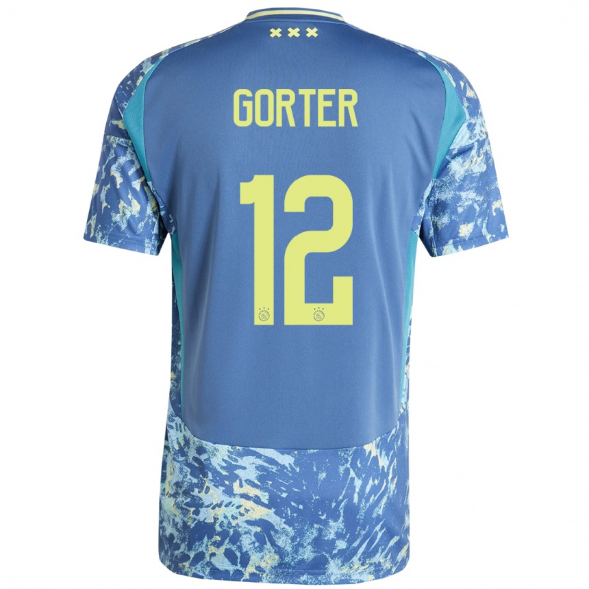 Kids Football Jay Gorter #12 Grey Blue Yellow Away Jersey 2024/25 T-Shirt Uk