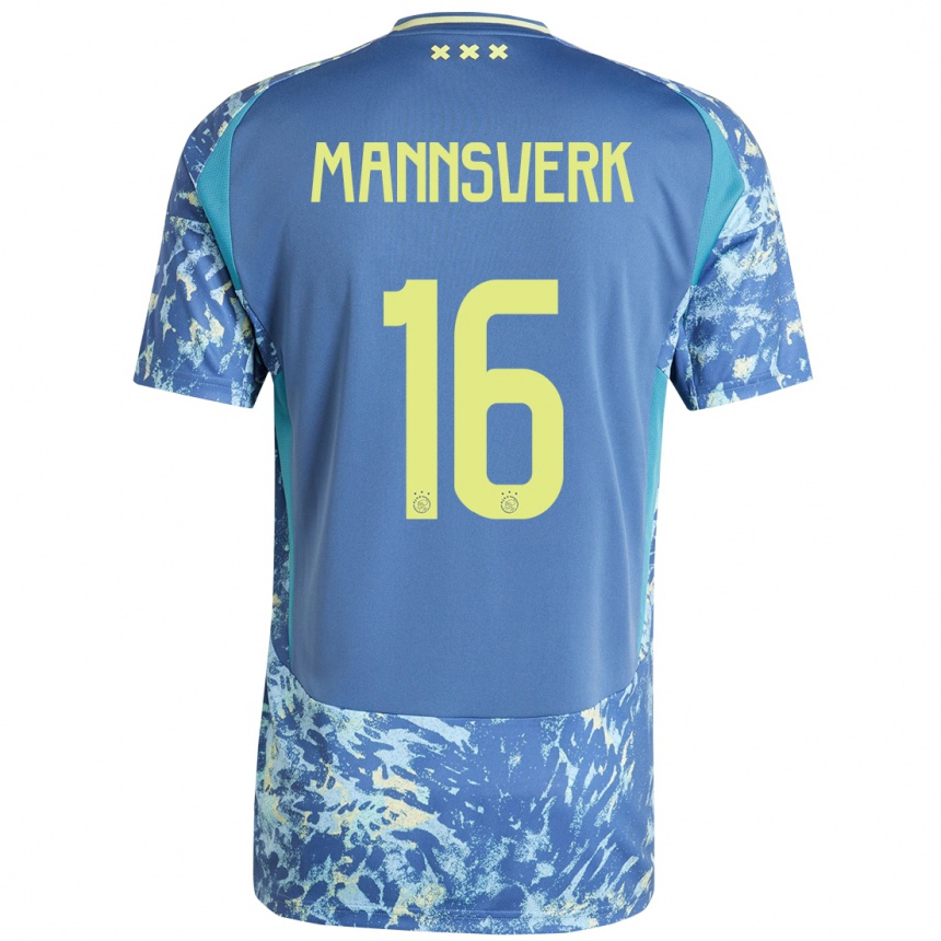 Kids Football Sivert Mannsverk #16 Grey Blue Yellow Away Jersey 2024/25 T-Shirt Uk