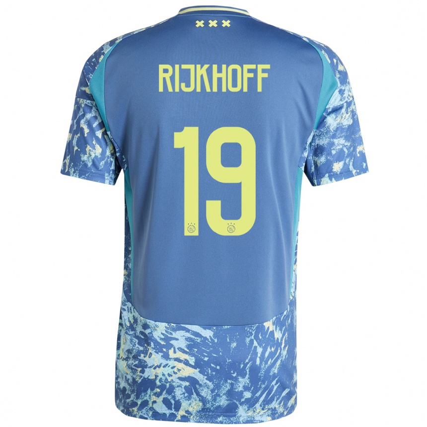 Kids Football Julian Rijkhoff #19 Grey Blue Yellow Away Jersey 2024/25 T-Shirt Uk