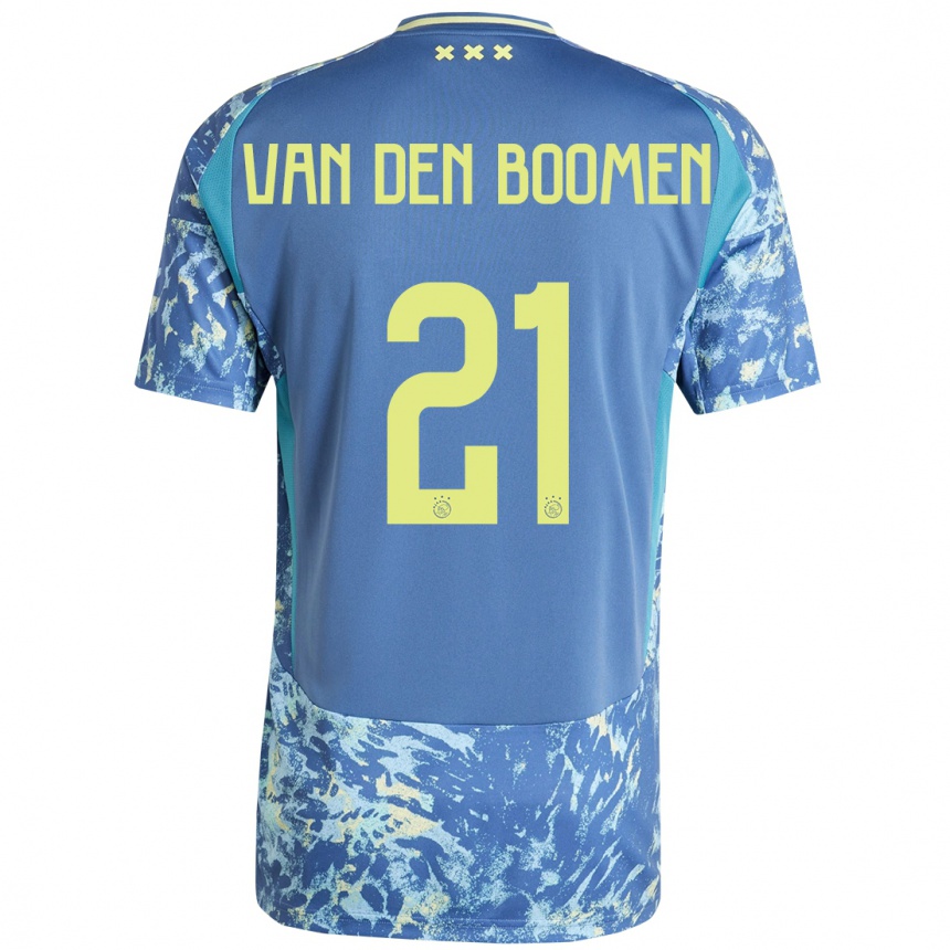 Kids Football Branco Van Den Boomen #21 Grey Blue Yellow Away Jersey 2024/25 T-Shirt Uk