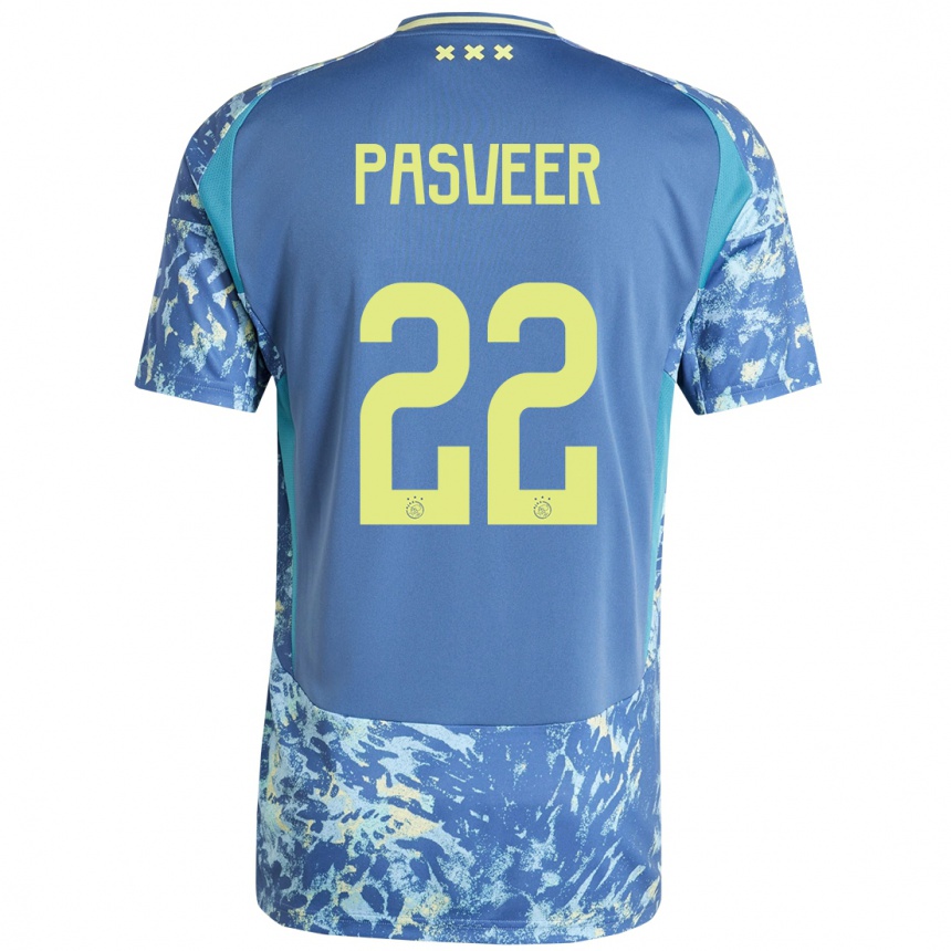 Kids Football Remko Pasveer #22 Grey Blue Yellow Away Jersey 2024/25 T-Shirt Uk