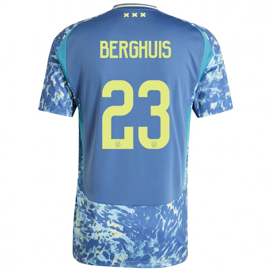 Kids Football Steven Berghuis #23 Grey Blue Yellow Away Jersey 2024/25 T-Shirt Uk