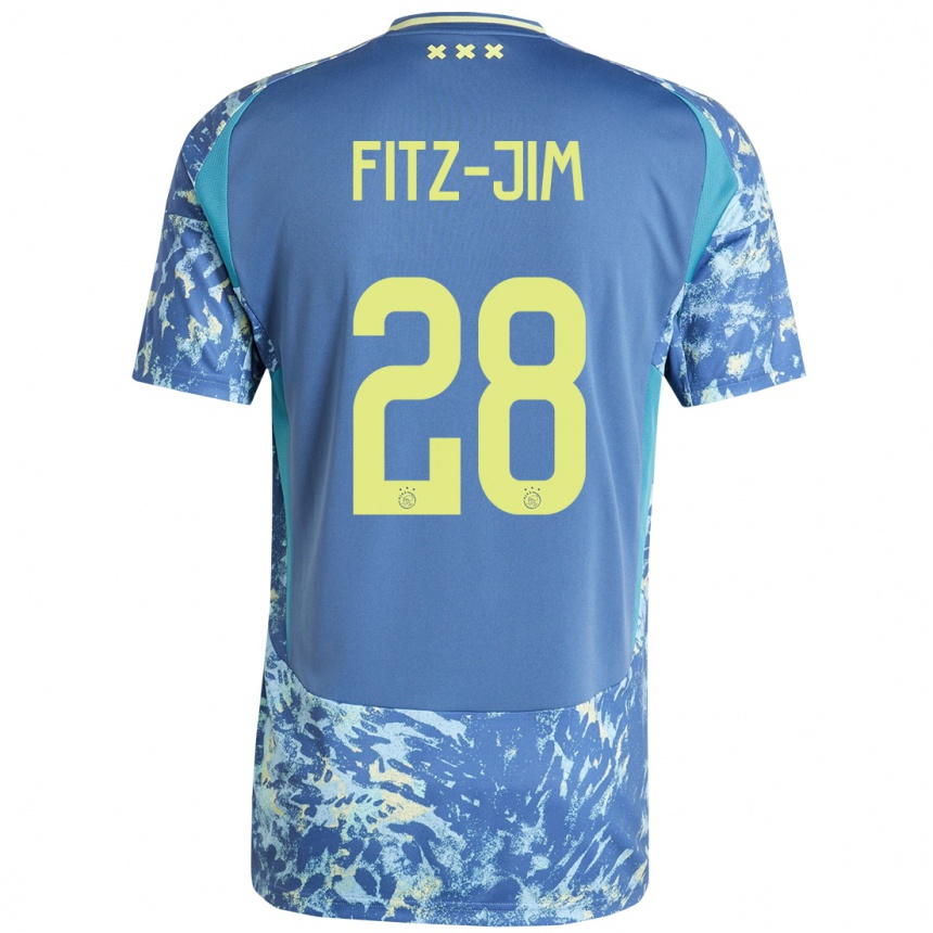 Kids Football Kian Fitz-Jim #28 Grey Blue Yellow Away Jersey 2024/25 T-Shirt Uk