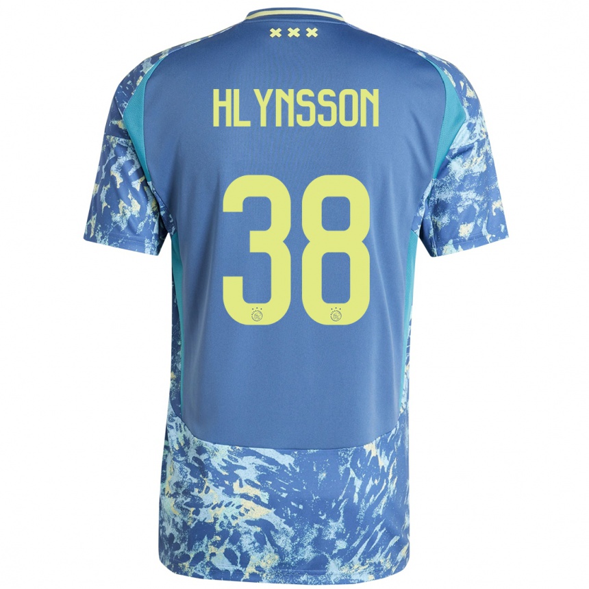 Kids Football Kristian Hlynsson #38 Grey Blue Yellow Away Jersey 2024/25 T-Shirt Uk