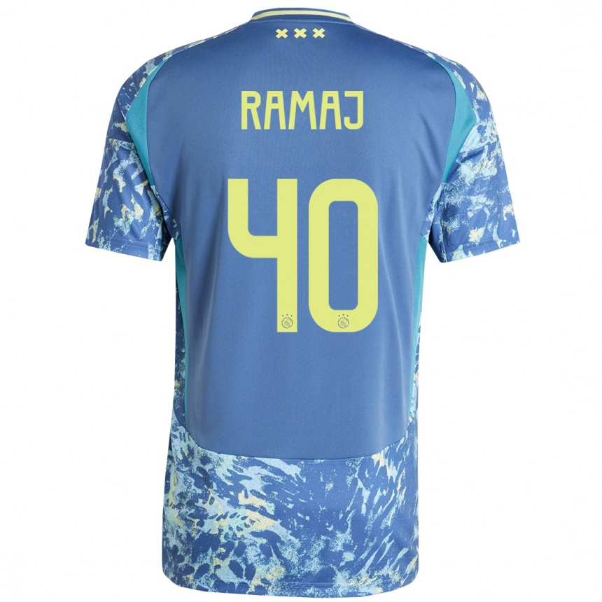 Kids Football Diant Ramaj #40 Grey Blue Yellow Away Jersey 2024/25 T-Shirt Uk