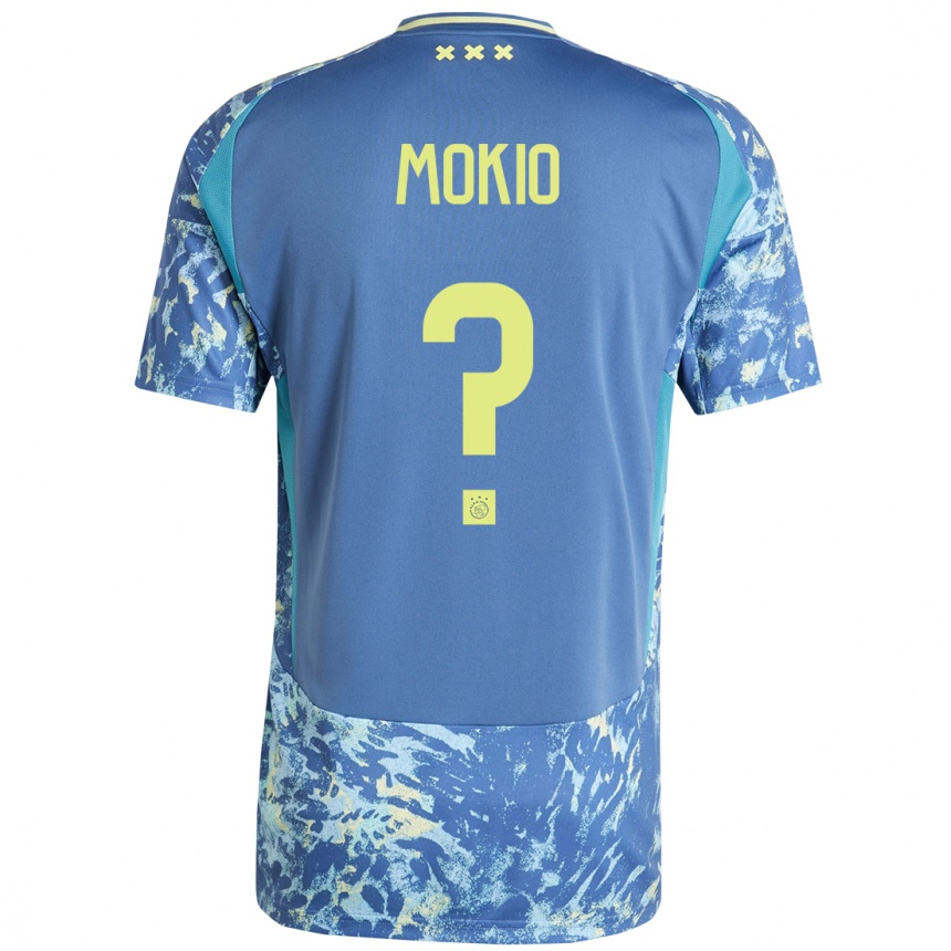 Kids Football Jorthy Mokio #0 Grey Blue Yellow Away Jersey 2024/25 T-Shirt Uk