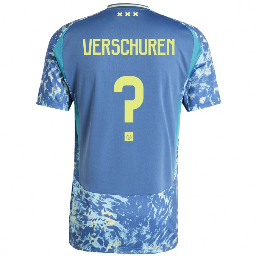 Kids Football Nick Verschuren #0 Grey Blue Yellow Away Jersey 2024/25 T-Shirt Uk