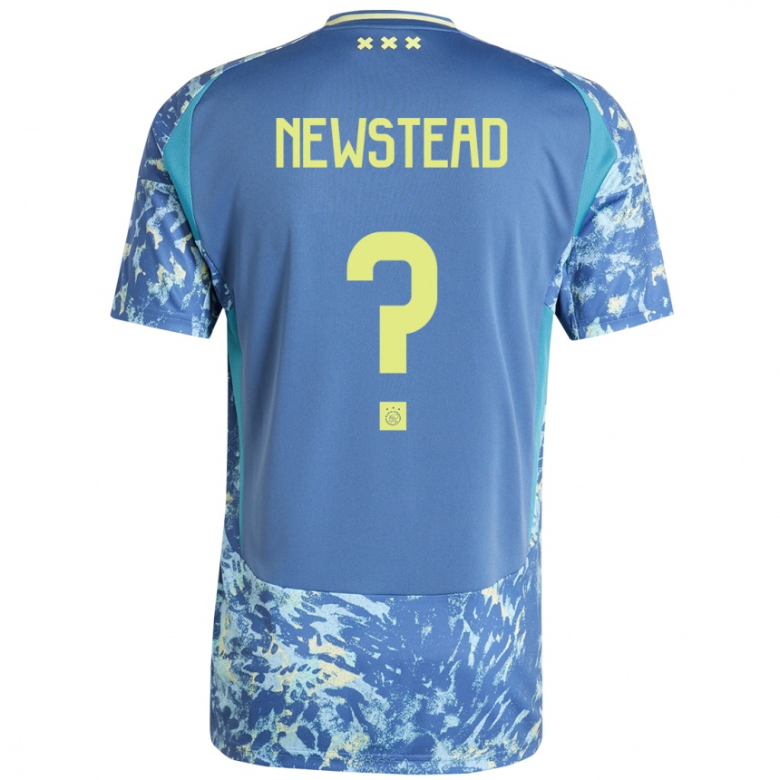 Kids Football Xander Newstead #0 Grey Blue Yellow Away Jersey 2024/25 T-Shirt Uk