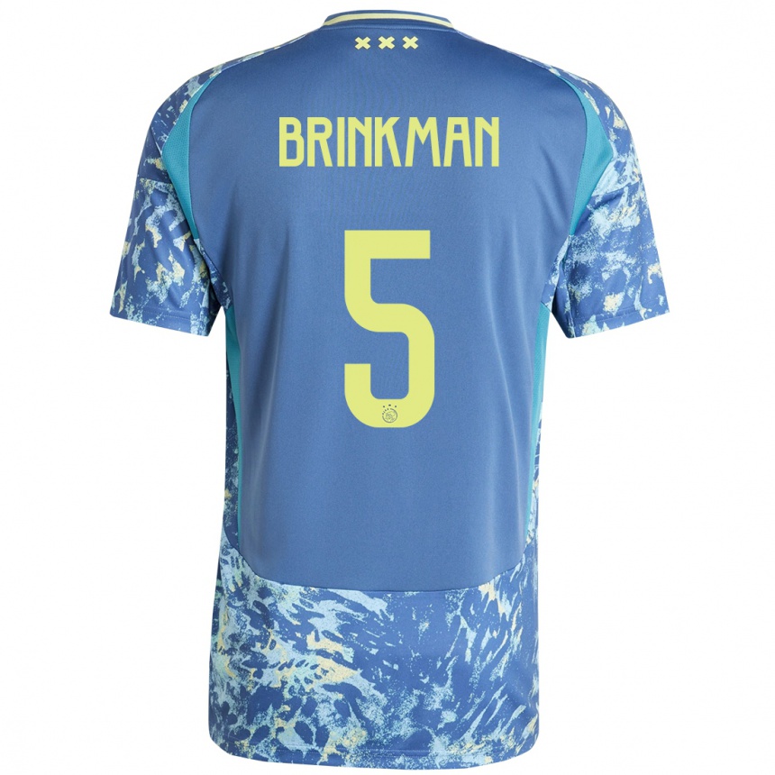 Kids Football Tim Brinkman #5 Grey Blue Yellow Away Jersey 2024/25 T-Shirt Uk