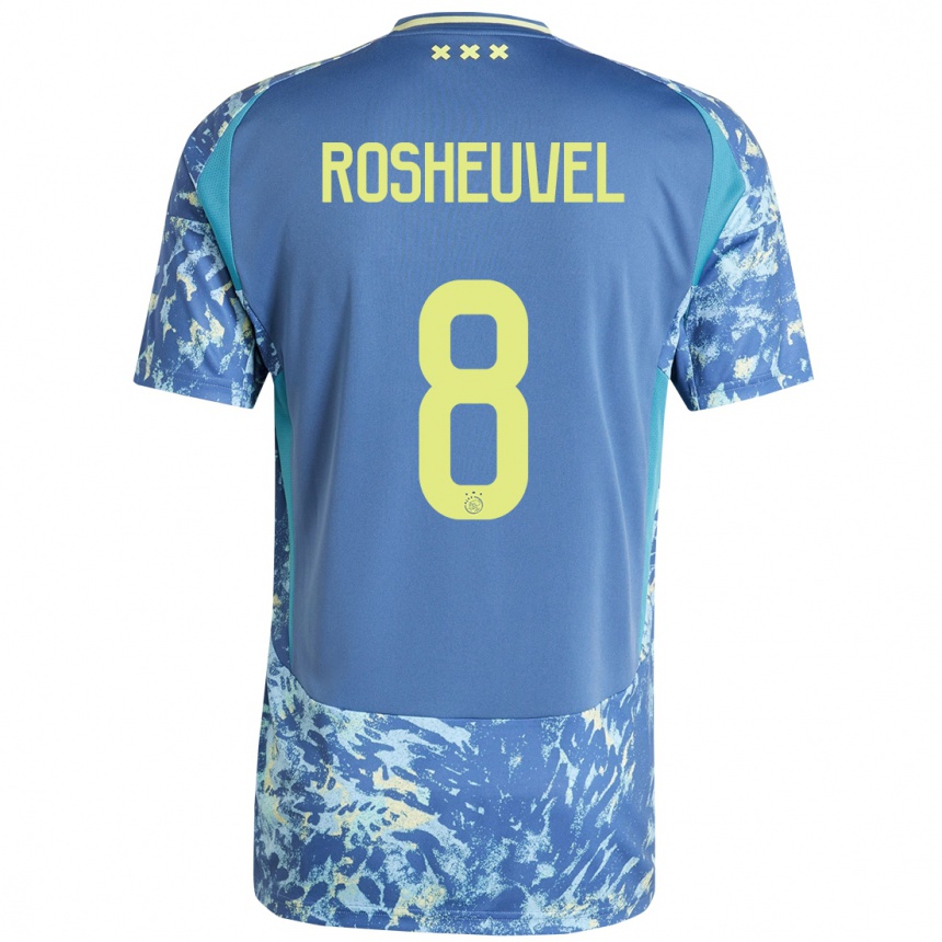 Kids Football Darren Rosheuvel #8 Grey Blue Yellow Away Jersey 2024/25 T-Shirt Uk