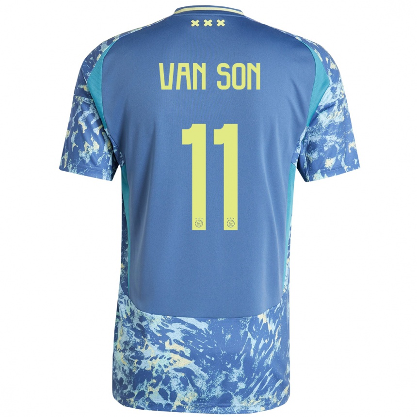 Kids Football Daniël Van Son #11 Grey Blue Yellow Away Jersey 2024/25 T-Shirt Uk