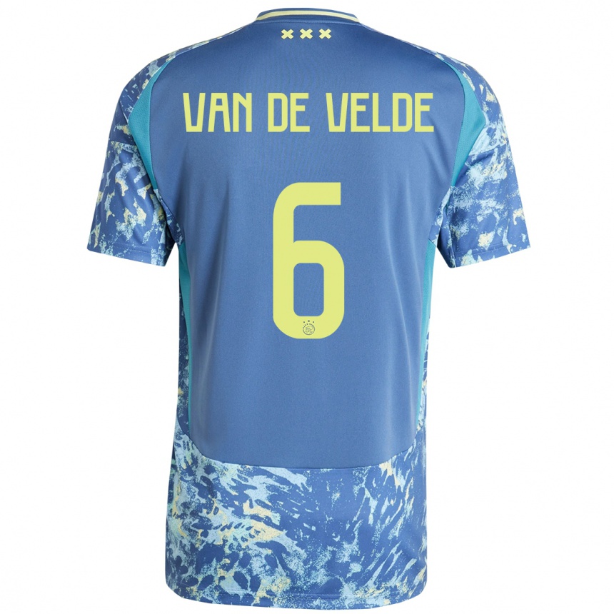 Kids Football Jonna Van De Velde #6 Grey Blue Yellow Away Jersey 2024/25 T-Shirt Uk