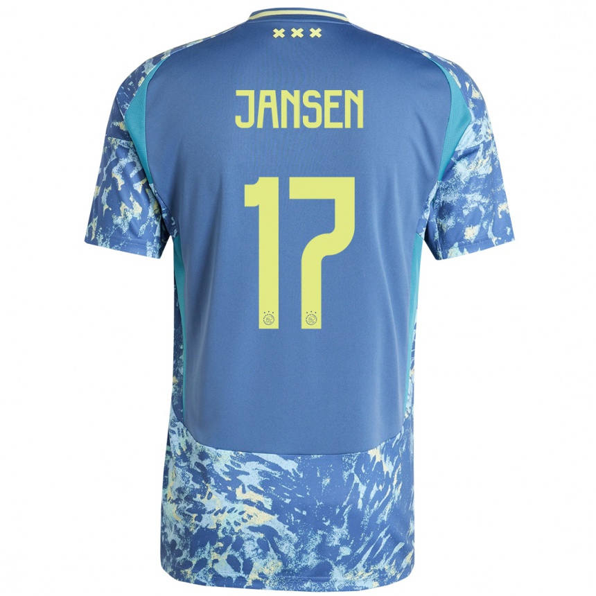 Kids Football Bente Jansen #17 Grey Blue Yellow Away Jersey 2024/25 T-Shirt Uk