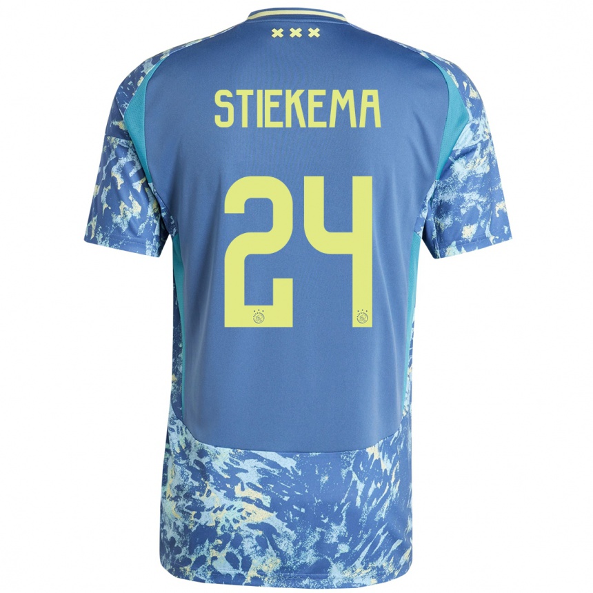 Kids Football Iris Stiekema #24 Grey Blue Yellow Away Jersey 2024/25 T-Shirt Uk