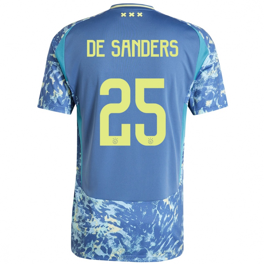 Kids Football Kay-Lee De Sanders #25 Grey Blue Yellow Away Jersey 2024/25 T-Shirt Uk