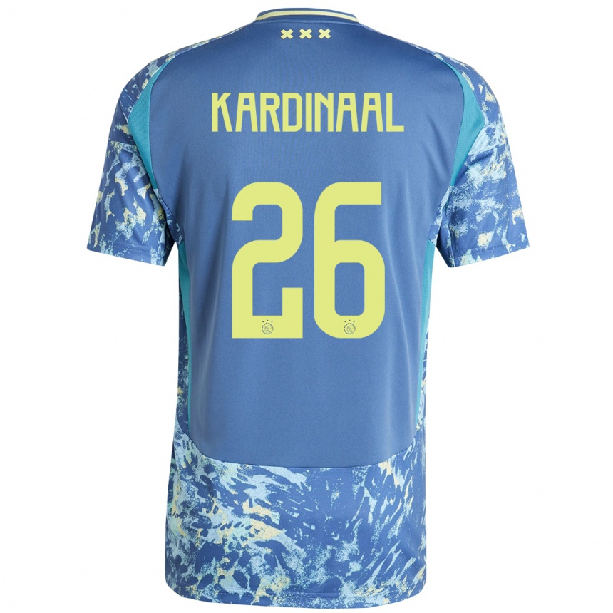 Kids Football Isa Kardinaal #26 Grey Blue Yellow Away Jersey 2024/25 T-Shirt Uk