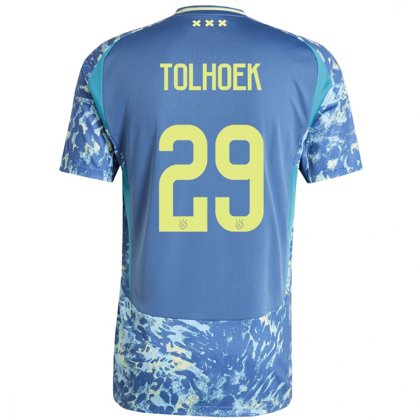 Kids Football Danique Tolhoek #29 Grey Blue Yellow Away Jersey 2024/25 T-Shirt Uk