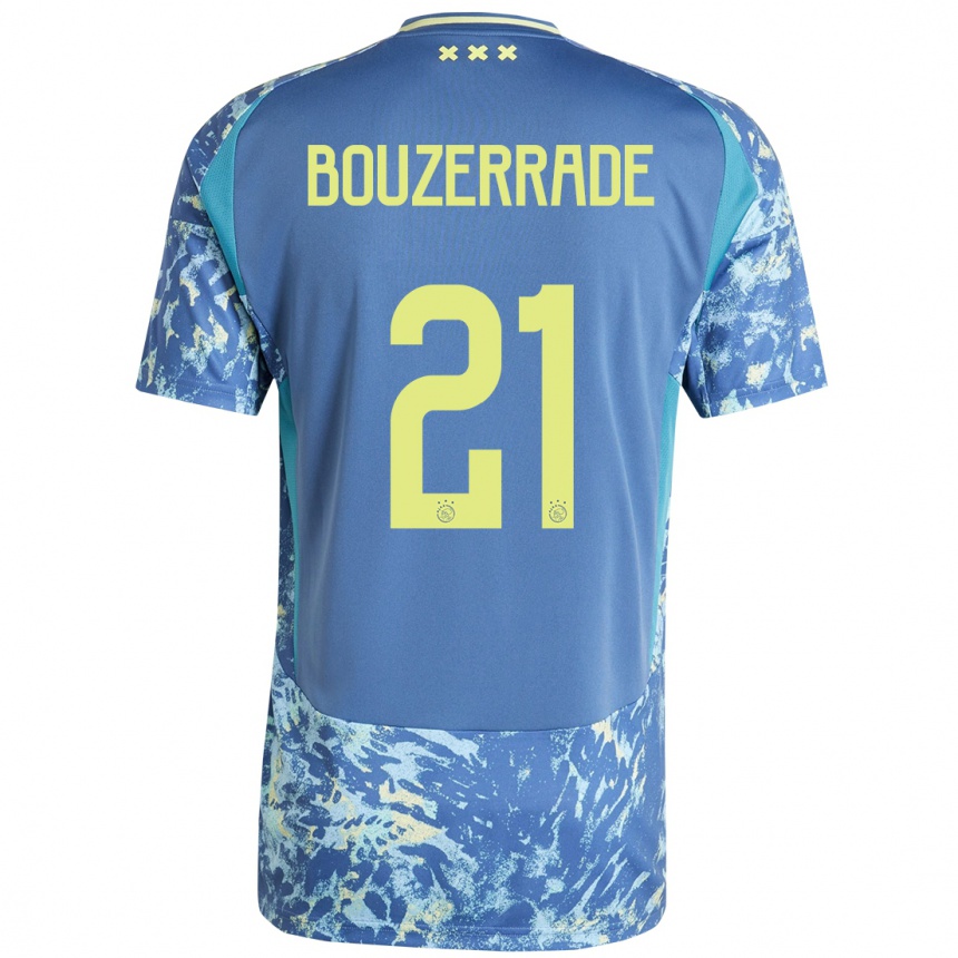 Kids Football Zaina Bouzerrade #21 Grey Blue Yellow Away Jersey 2024/25 T-Shirt Uk