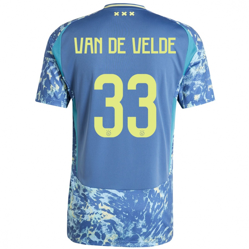 Kids Football Jonna Van De Velde #33 Grey Blue Yellow Away Jersey 2024/25 T-Shirt Uk