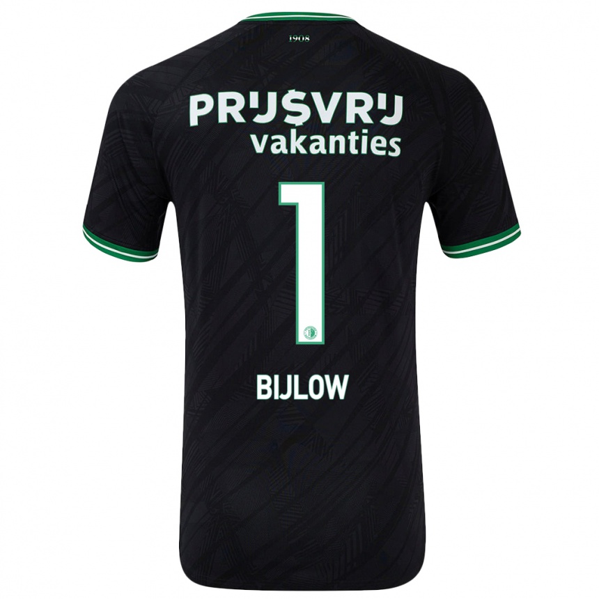 Kids Football Justin Bijlow #1 Black Green Away Jersey 2024/25 T-Shirt Uk