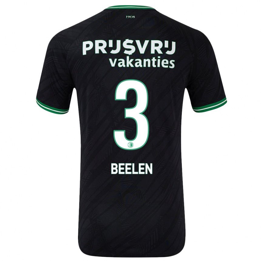 Kids Football Thomas Beelen #3 Black Green Away Jersey 2024/25 T-Shirt Uk