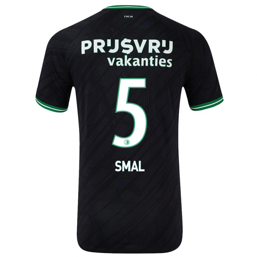 Kids Football Gijs Smal #5 Black Green Away Jersey 2024/25 T-Shirt Uk