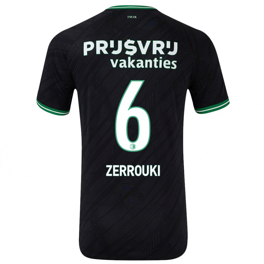 Kids Football Ramiz Zerrouki #6 Black Green Away Jersey 2024/25 T-Shirt Uk