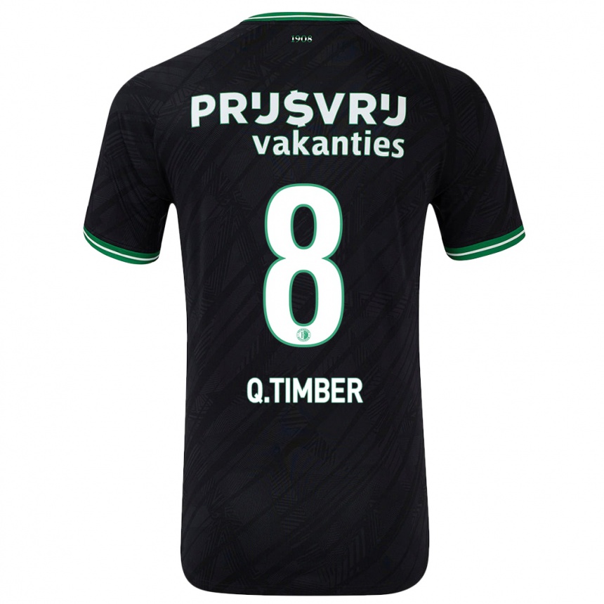 Kids Football Quinten Timber #8 Black Green Away Jersey 2024/25 T-Shirt Uk