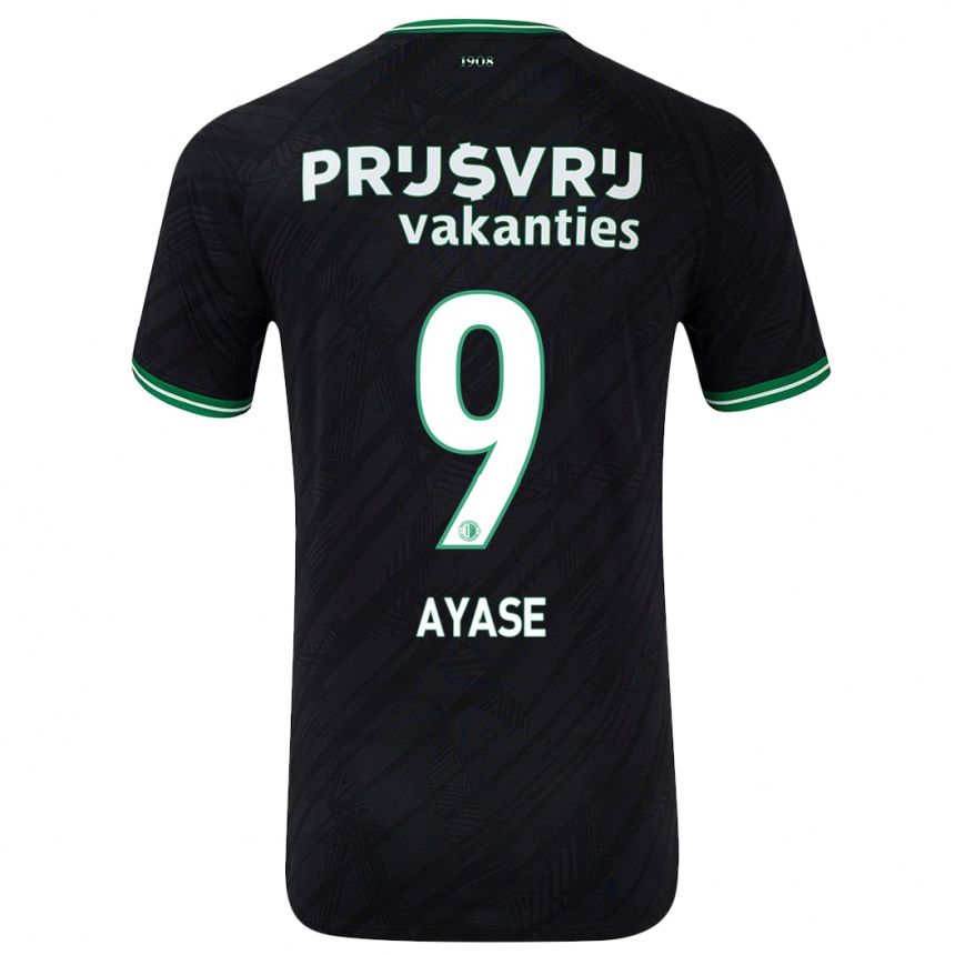 Kids Football Ayase Ueda #9 Black Green Away Jersey 2024/25 T-Shirt Uk