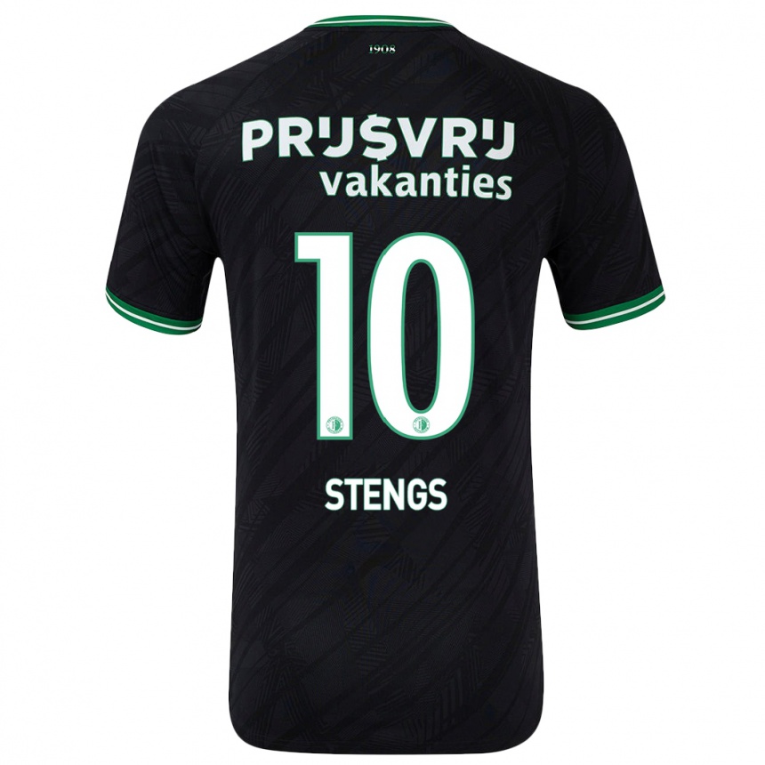 Kids Football Calvin Stengs #10 Black Green Away Jersey 2024/25 T-Shirt Uk